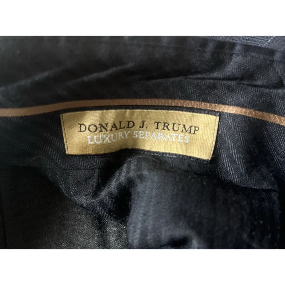 Donald J Trump Men Pants 36x30 Black Wool Straight Leg Pinstripe‎